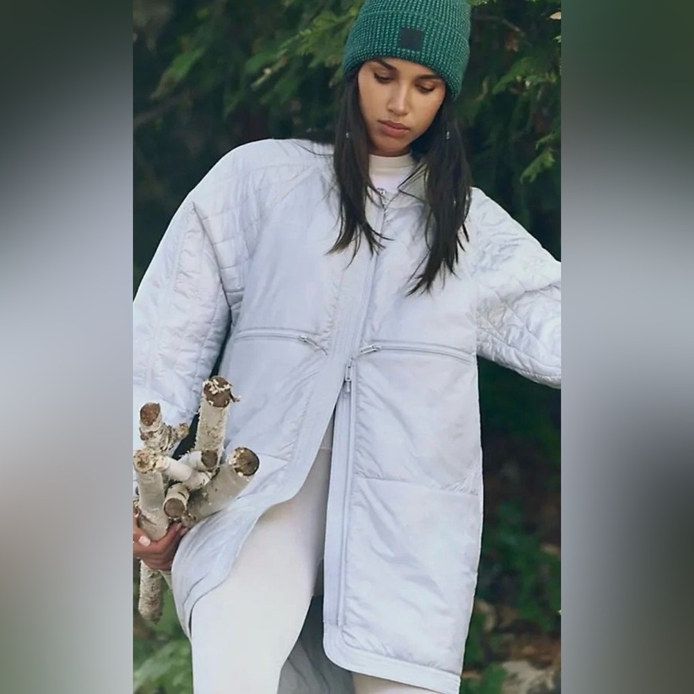 Free People Ice Grey Light As a feather packable tunic jacket size New